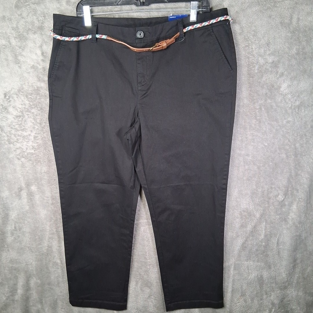Le Tigre Women's Pants Size 16 Black Belted Straight Fit Flat Front NWT 38x26